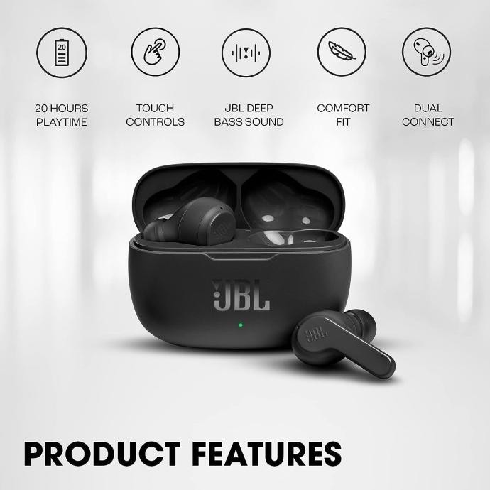 Original JBL Wave 200 TWS Bluetooth Headset Sport Earphone Wireless [terbaik]
