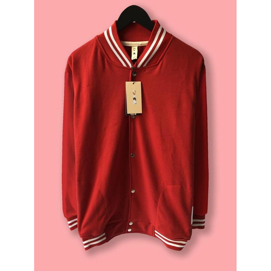 Jaket Varsity Premium CAMOE Merah Putih / RED White Basic HM