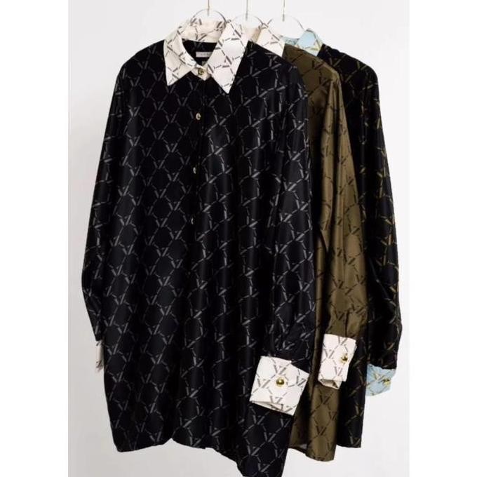 Vz Monogram Top Two Tone Shirt Original By Vivi Zubedi - Black Creme