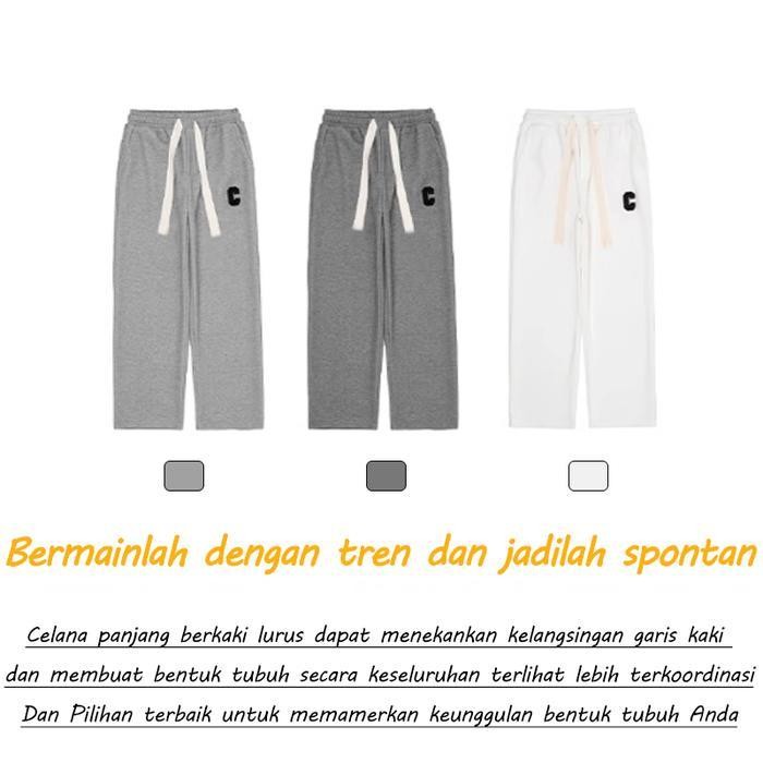 Celana Panjang Celana Pria Celana Pria Gombrong Celana Oversize Putih Abu Kain Yang Lembut Dan Berat