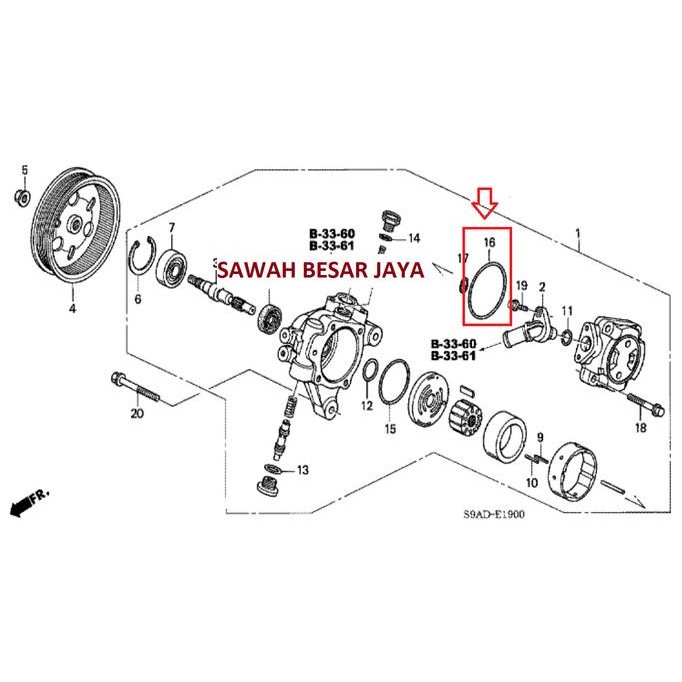 Seal Pompa Power Steering Honda Crv Cr-V Gen.2-3 2002 2003 2004 2005 2006 2007 2008 2009 2010 2011 2