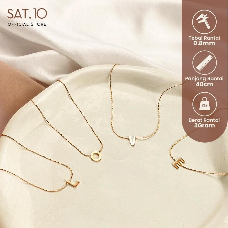 SAT.10 Kalung Liontin Huruf Rose Gold Bahan Titanium Baja Berlapis Emas 18K SAT-FCA4030 MURAH
