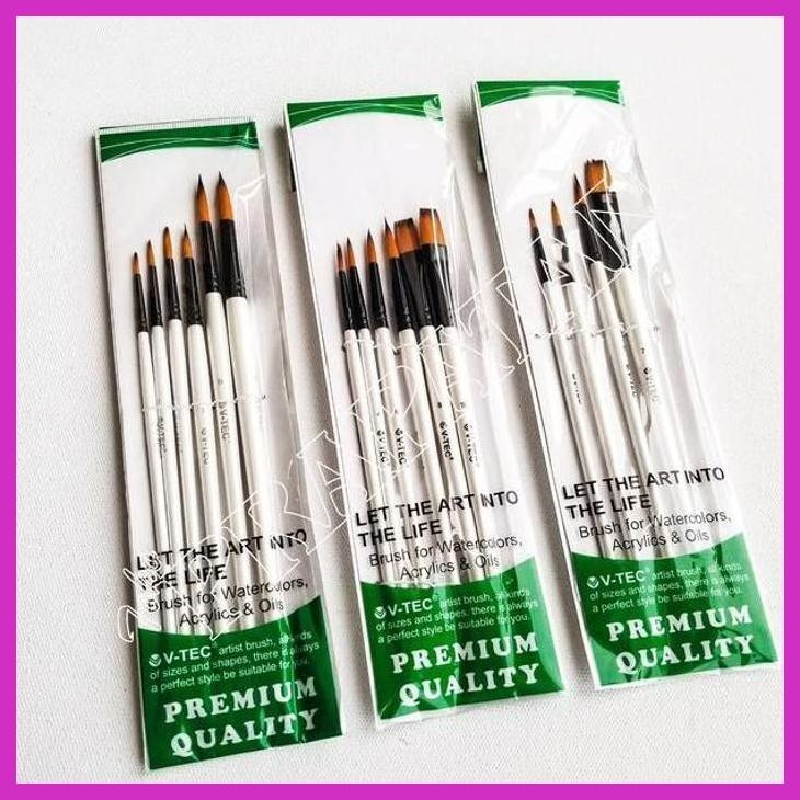 

( SEKOLAH / LUKIS ) SALE KUAS LUKIS ROUND V-TEC SET 6 PCS A0018H-6A/6 / V-TEC PAINT BRUSH (SENI / MENGGAMBAR / ART / KERAJINAN ) PACKING AMAN