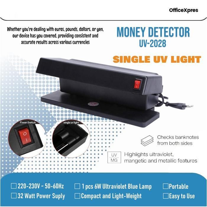 Money Detector Machine Single Uv Lamp / Alat Pendeteksi Uang Palsu 1 Lampu / Fake Money Detector / U