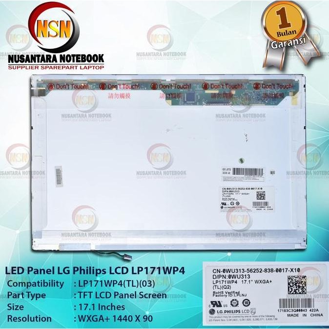 Lcd Led Panel Screen Lg Philips Lp171Wp4 Wxga+ 17.1 Inch New Stok