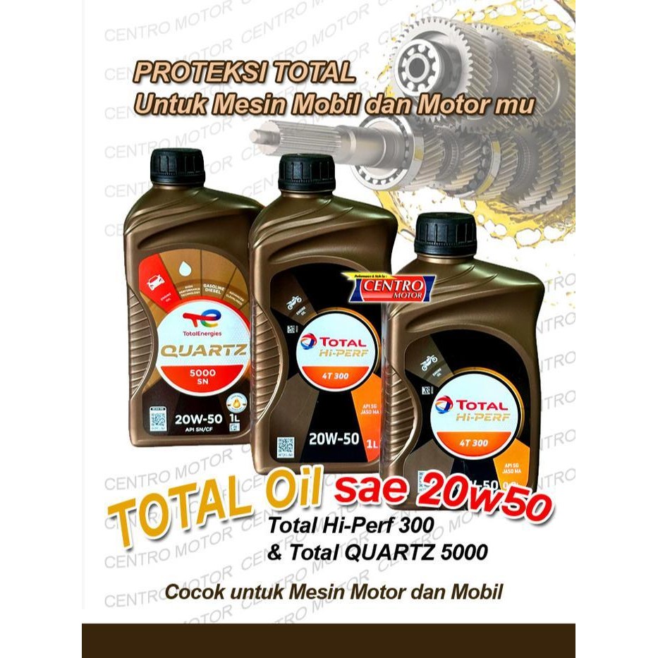 Ogs Total Oli Mesin Motor Dan Mobil Sae 20W50.Tersedia Kapasitas 800Ml Dan 1Liter