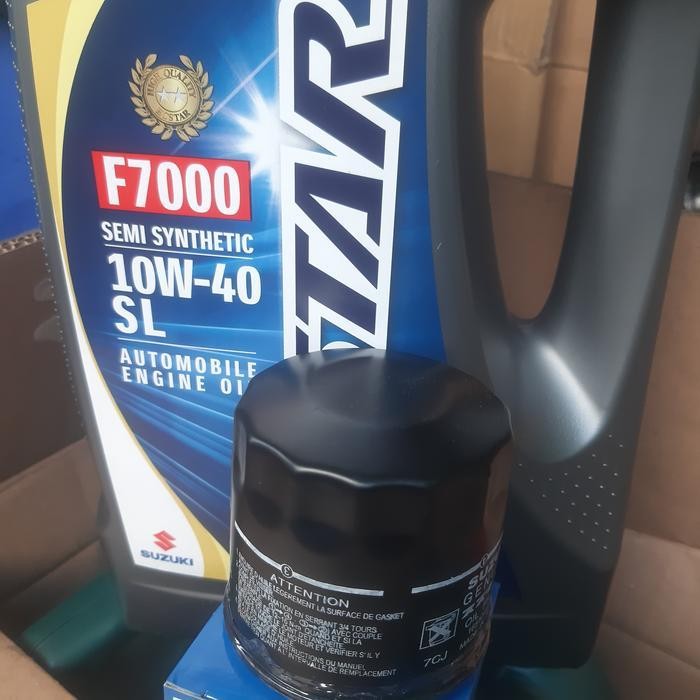 Ogs Paket Oli Mesin Suzuki Ecstar F7000 10W.40 Sl 4Litr+Fiter Oli Mobil Apv.R3.Baleno.Karimun.Xl7.Fu
