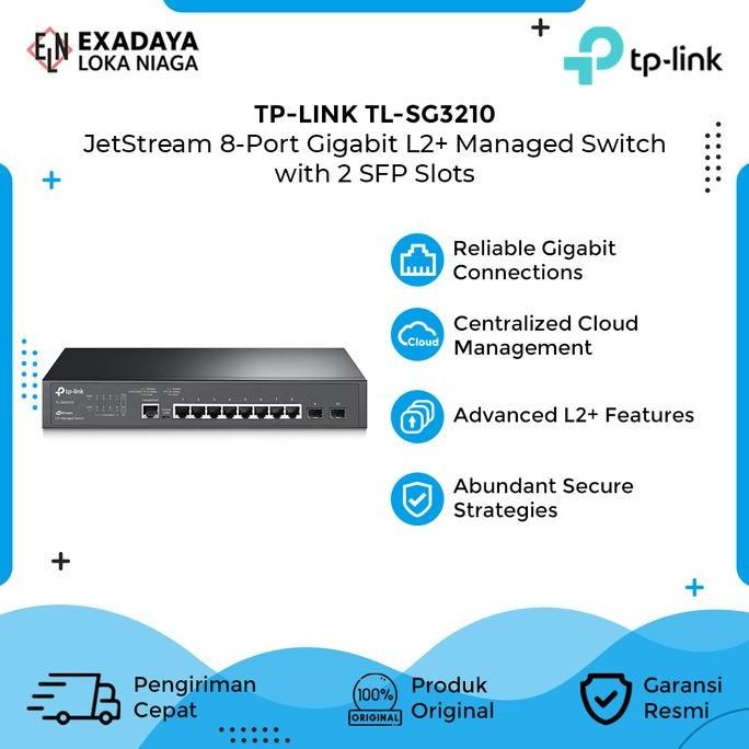 Tp-Link Tl-Sg3210 Jetstream 8 Port Gigabit L2+ Managed Switch 2 Sfp New Stok