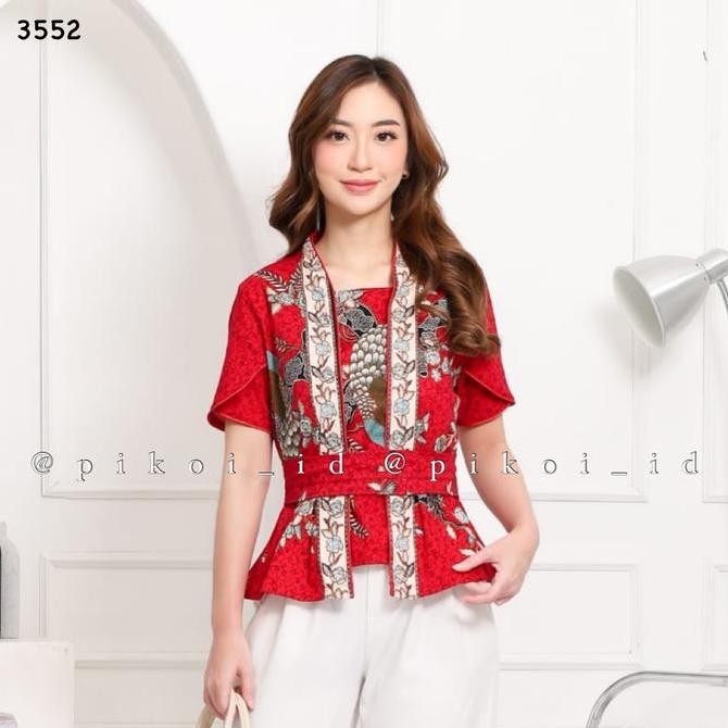 BAJU BATIK WANITA KANTORAN LENGAN PENDEK / SERAGAM BATIK KANTOR WANITA