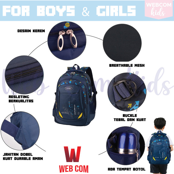 Tas Ransel Anak - Tas Anak Laki Laki - Tas Sekolah Anak Sd - Biru Tua