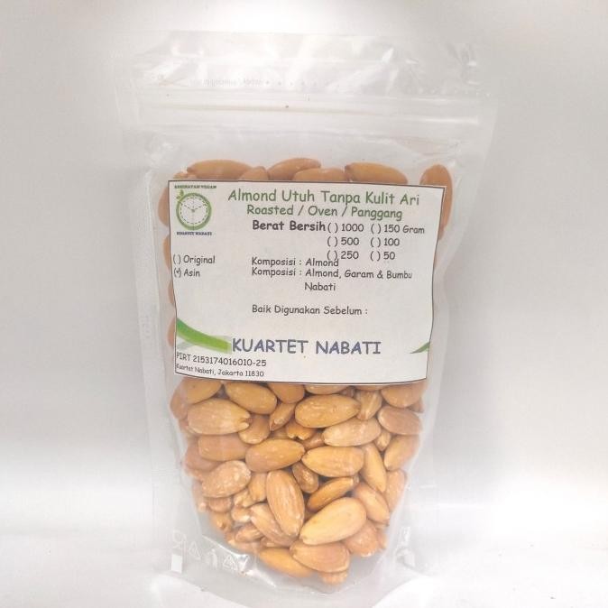 

250gr roasted almond utuh tanpa kulit ari/ almond whole skinless termurah
