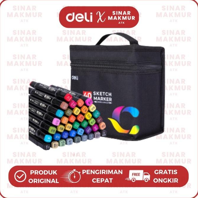 

Sketch Marker Dual Tip Alcohol Based 40 Warna Deli 70806-40 (Set)