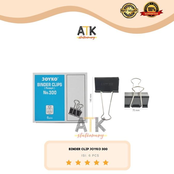

sale! joyko binder clip besar no 300 clips penjepit klip kertas 75mm (6 pcs)
