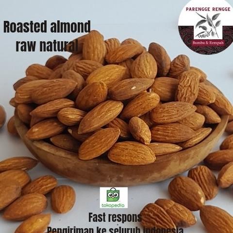 

rosted almond raw natural 250gramn / kacang almond utuh panggang termurah