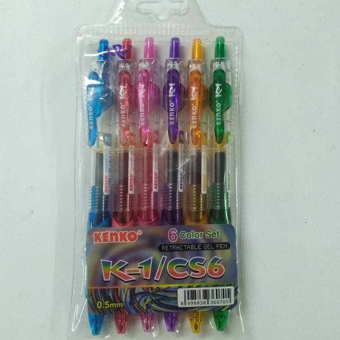 

Produk Baru!! pulpen kenko gel k1/cs6 6 colour set