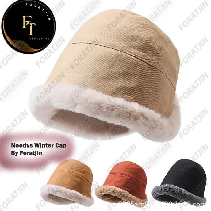 sale foratjin-topi bucket bulu korea topi ember noodys unisex