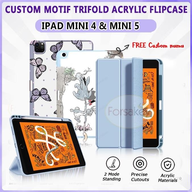 Ready Ipad Mini 4 5 Acrylic Smart Flip Case Casing Cover Motif Pencil Slot