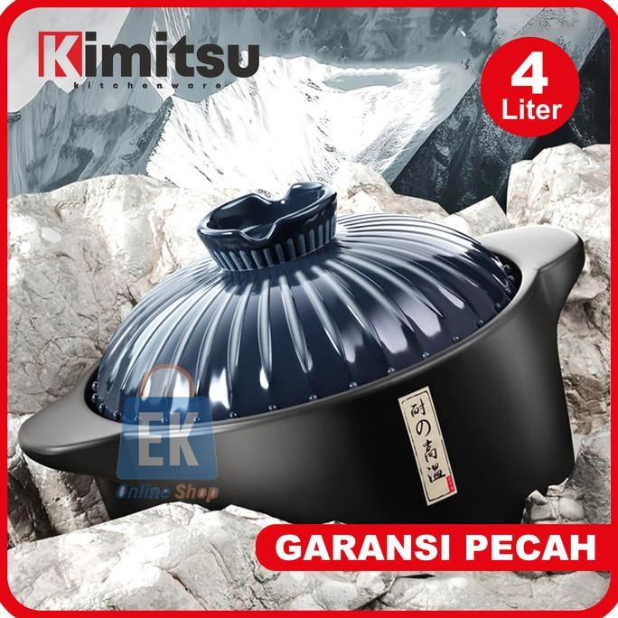 Siap Kirim Panci Keramik Tahan Api 4 Liter KIMITSU Q8827-1 | Panci Casseroles | Panci | Panci Sapo |