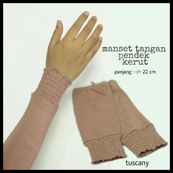 Ready Manset Tangan Wanita Hijab Kerut  Smoke Pendek Premium Sepasang 2 Pcs Best Seller