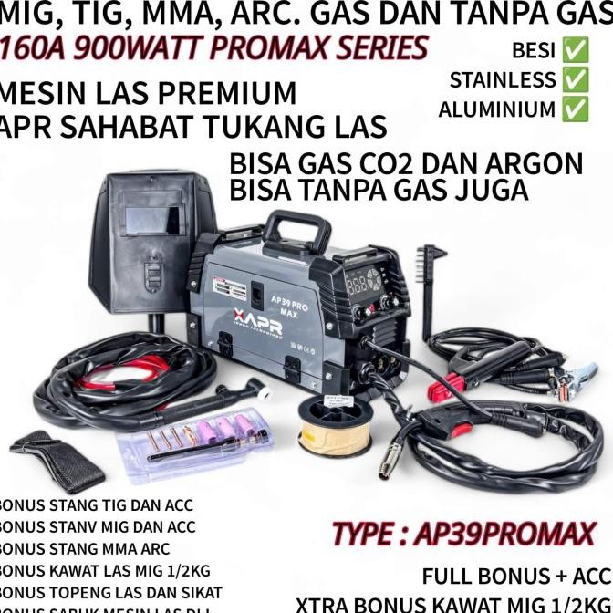 Terlaris mesin las APR AP39 PRO MIG TIG MMA ARC 130A 900WATT garansi 5thn full bonusweldingmachine S