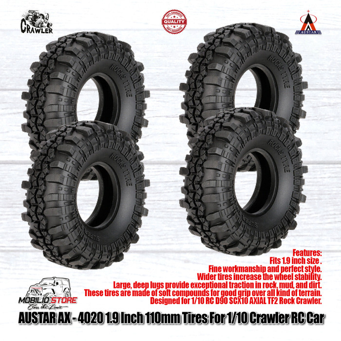 Murah Ban Austar AX-4020 Tires 1.9" 4 Pcs for 1/10 RC Crawler Car Adventure Non COD