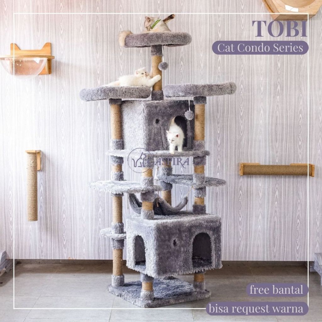 TOBI SERIES CASPIRA CAT CONDO / CAT TREE / CAT TOWER / KITTEN TOYS / CAT HOUSE / KANDANG KUCING