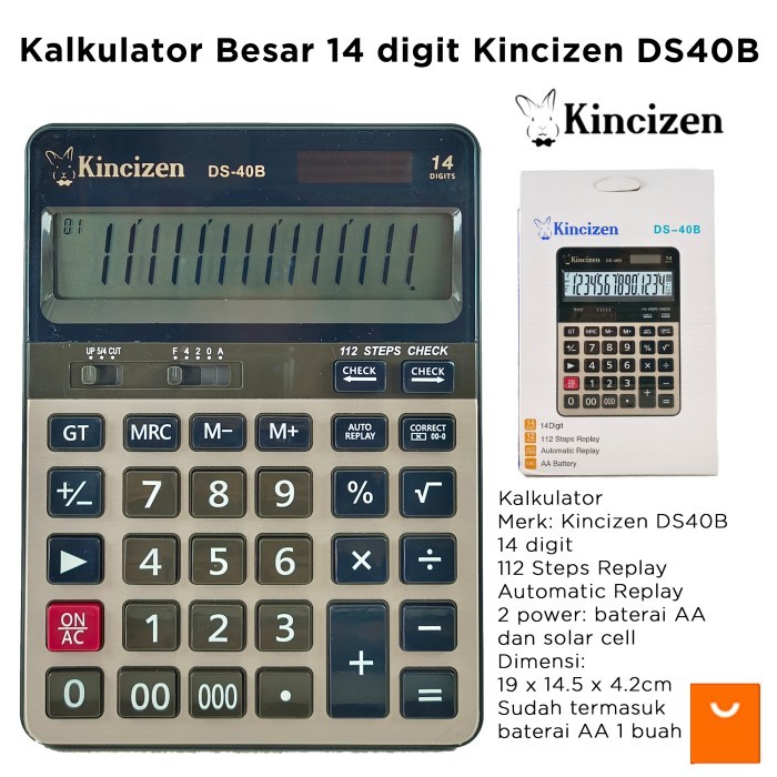 

Kalkulator Besar 14 digit Kincizen DS40B