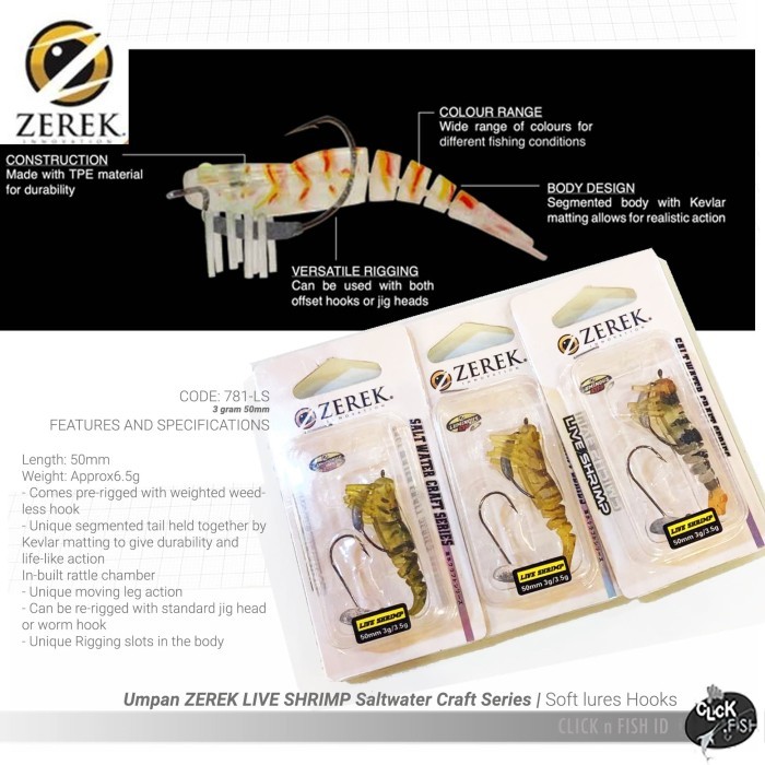 TERLARIS Umpan ZEREK LIVE SHRIMP LSMP3.5inch 7g Professional Craft Soft lure