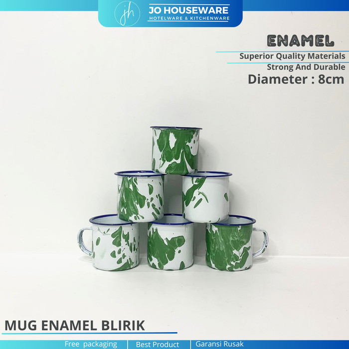 Mug 7 enamel blirik diameter 8cm / cangkir enamel serbaguna 207I