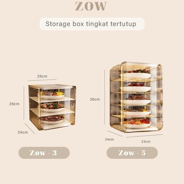 Zow Food Torage Tertutup Tempat Ayuran Lau Tingat Uun Beba Debu Hemat Tempat