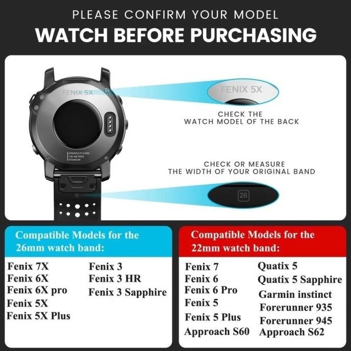 Strap Garmin Fenix 5X / 6X / 7X Smartwatch Stainless Steel 3 Beads Tali Jam Tangan Rantai 26Mm Origi