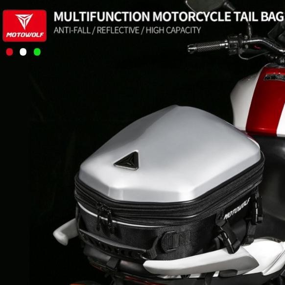 Tas Belakang Motor Motowolf Tail Bag Hard Shell Tas Helm Multi Fungsi .