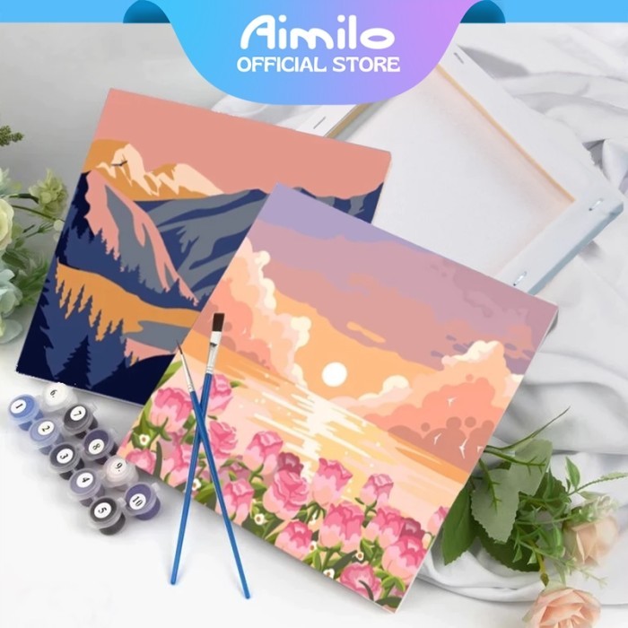 

[READY] Aimilo Paint By Number 20x20cm Lukisan Kanvas DIY Digital Painting Kit With Kanvas