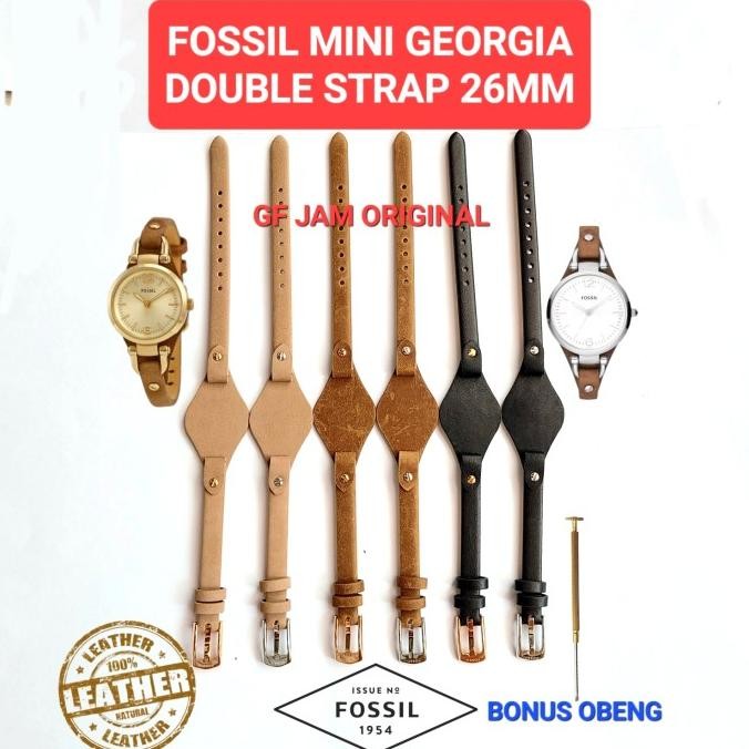 TALI JAM TANGAN MINI GEORGIA 26MM 26 MM DOUBLE STRAP KULIT ASLI DIJAMI