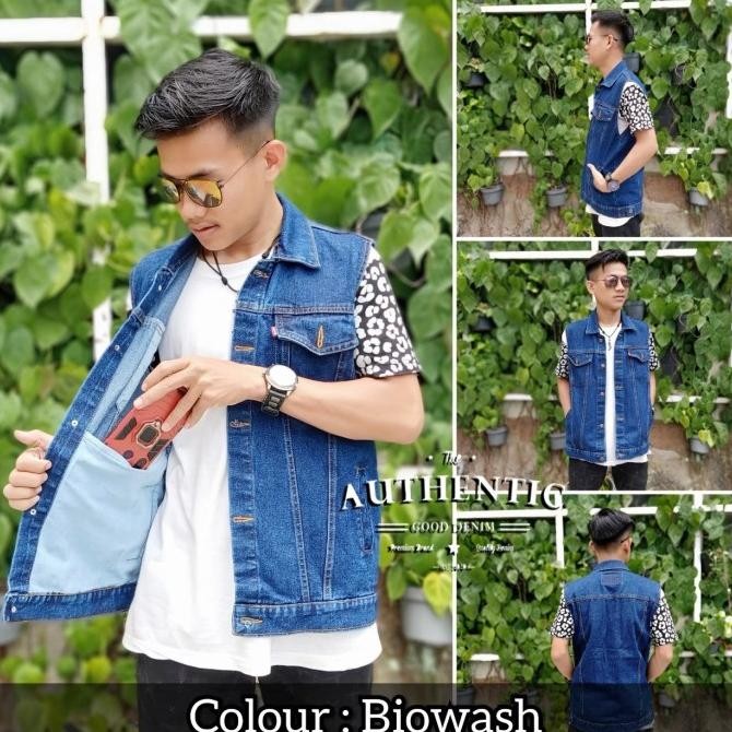 vest pria motor / Rompi jeans pria Ukuran jumbo / Rompi jeans pria Termurah