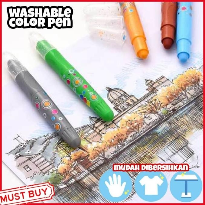 

WASHABLE COLOR PEN marker spidol warna anak bisa dicuci hapus nontoxic Termurah