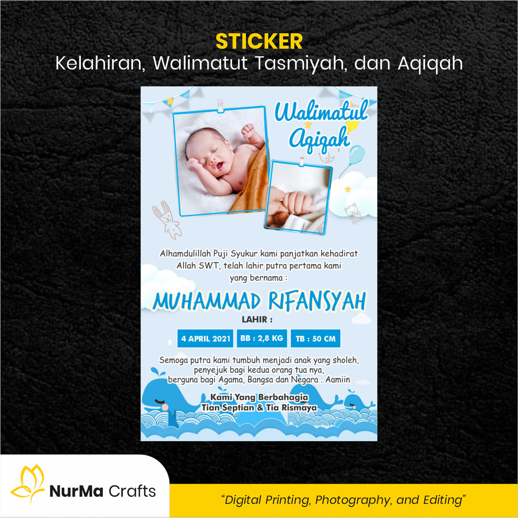 

Stiker Bayi (Walimatut Tasmiyah dan Aqiqah) - Kertas Sticker Bontak / Kertas Art Paper