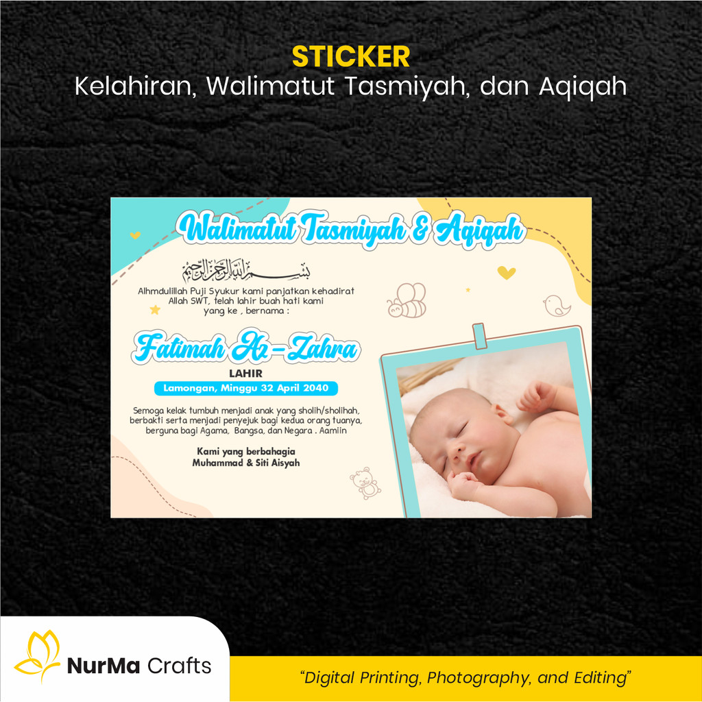 

Stiker Bayi (Walimatut Tasmiyah dan Aqiqah) - Kertas Sticker Bontak / Kertas Art Paper