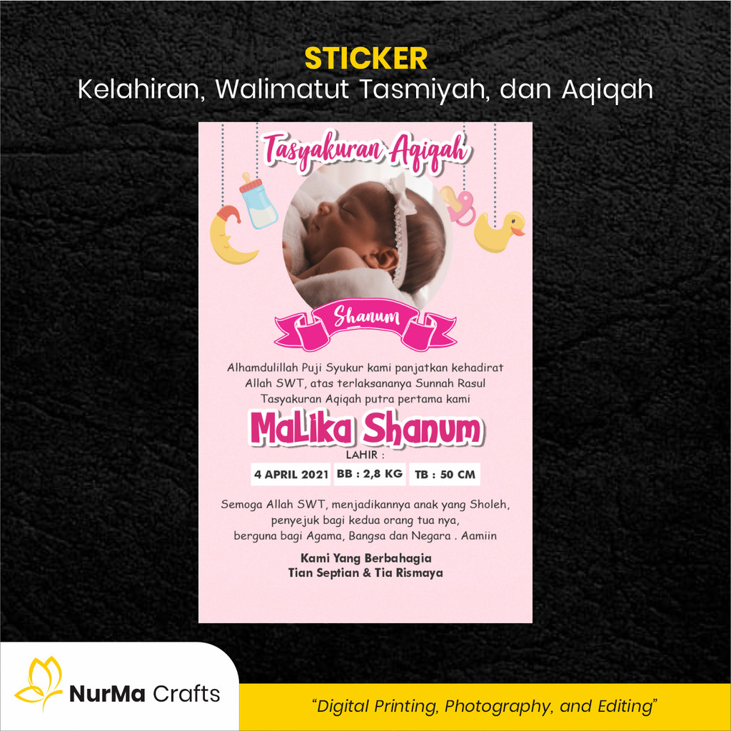 

Sticker Bayi (Walimatut Tasmiyah dan Aqiqah) - Kertas Sticker Bontak atau Art Paper