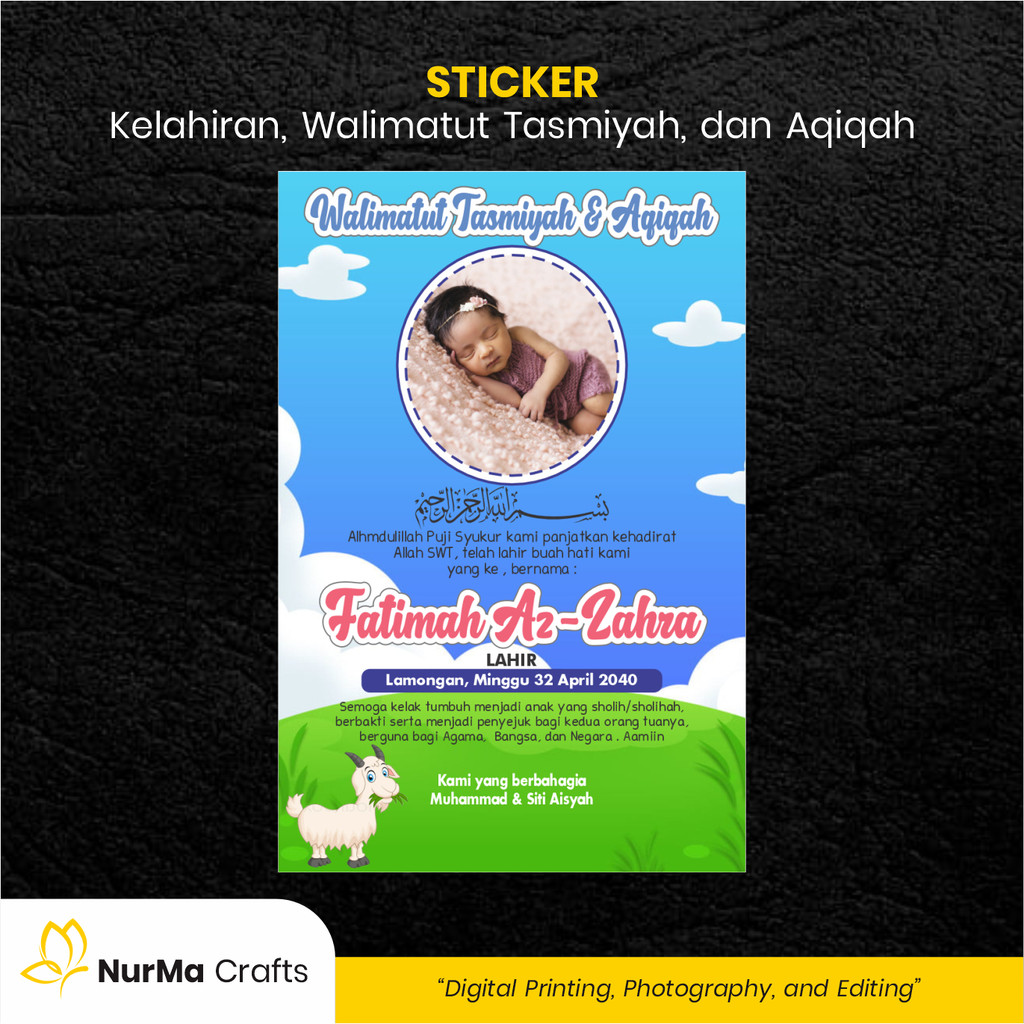 

Sticker Bayi (Walimatut Tasmiyah dan Aqiqah) - Kertas Sticker Bontak atau Kertas Art Paper