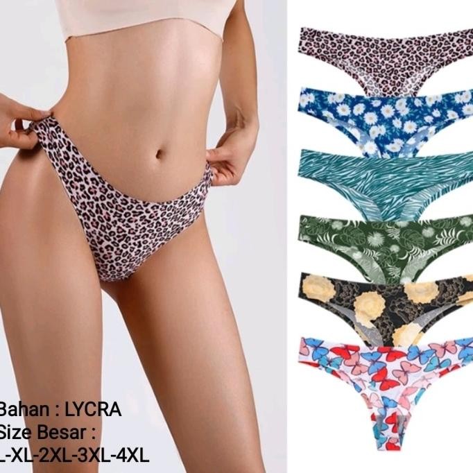 Celana Dalam Wanita Seamless BIG SIZE L-4XL LYCRA Thong PREMIUM Import