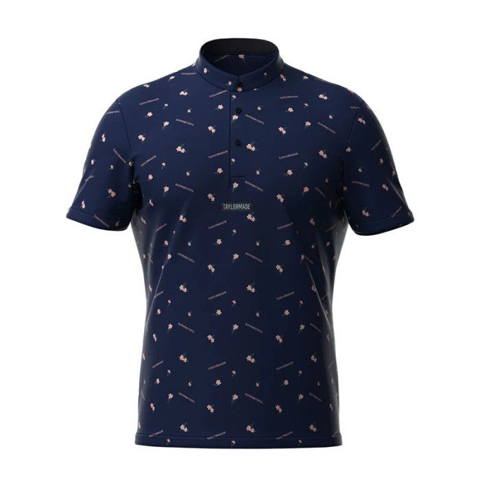 Polo shirt golf Man Taylormade Band Collar Polo Navy pink motif