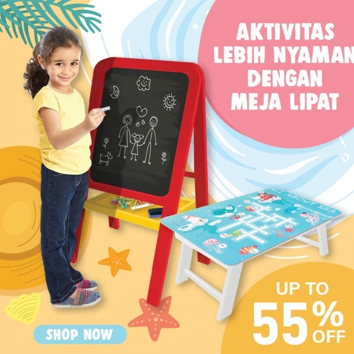 

TERBARU! Papan Tulis Anak Berdiri / Easel BONUS FREE Meja Lipat MKL220