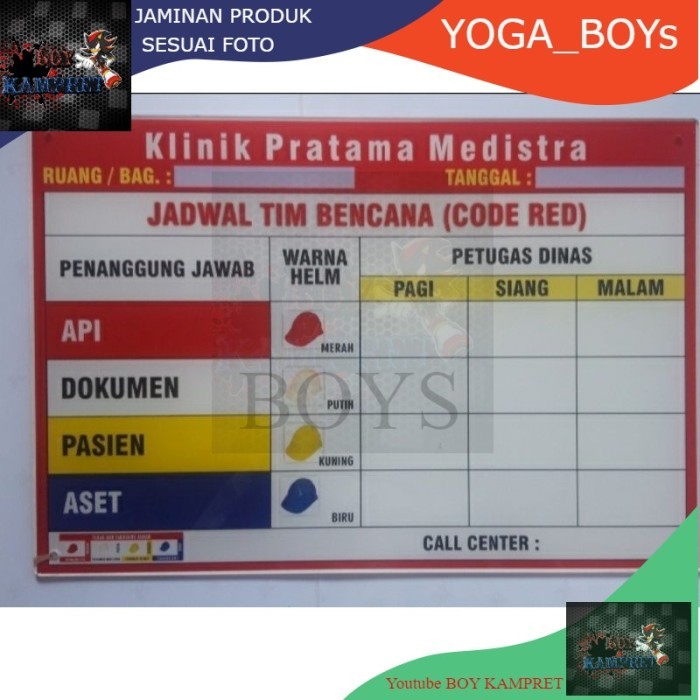 

TERBARU! READY Papan Akrilik Code Red Papan Jadwal Tim Siaga Bencana Red
