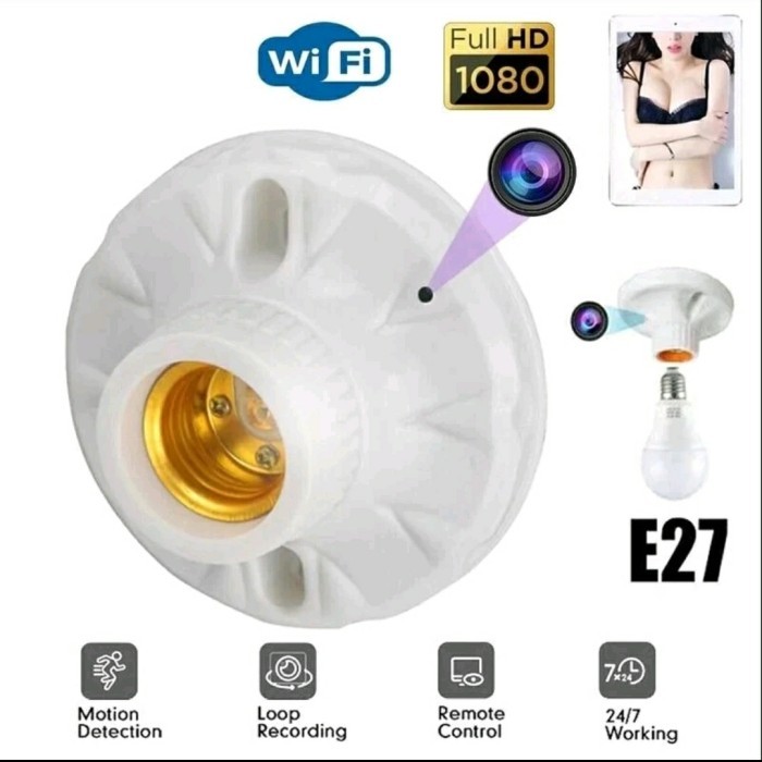 Termurah CCTV Mini Model Fitting Lampu Tersembunyi Konek Hp Jarak Jauh