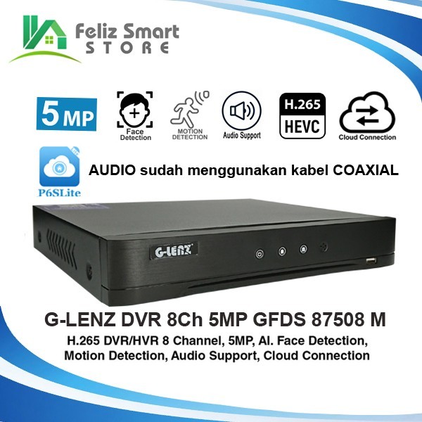 TERBARU GLENZ DVR 8 CHANEL CCTV - GFDS 87508M (5MP) - P6SLITE BISA GRAB