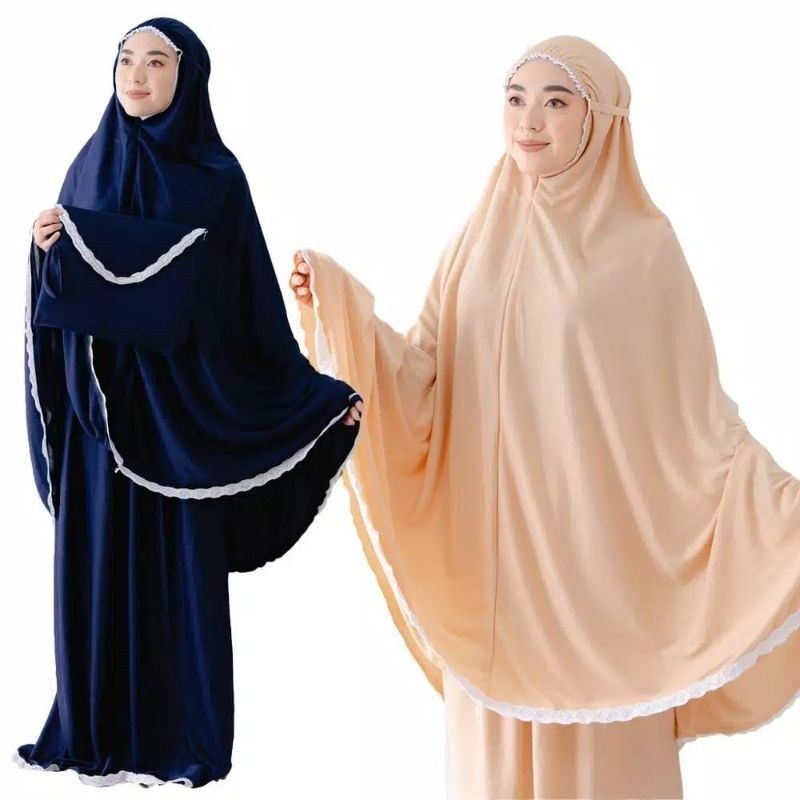 Mukena Dewasa Premium Lebaran 2025 [PROMO] Mukena Jumbo Hyget Polos Renda Premium By Htc Muslim Offi