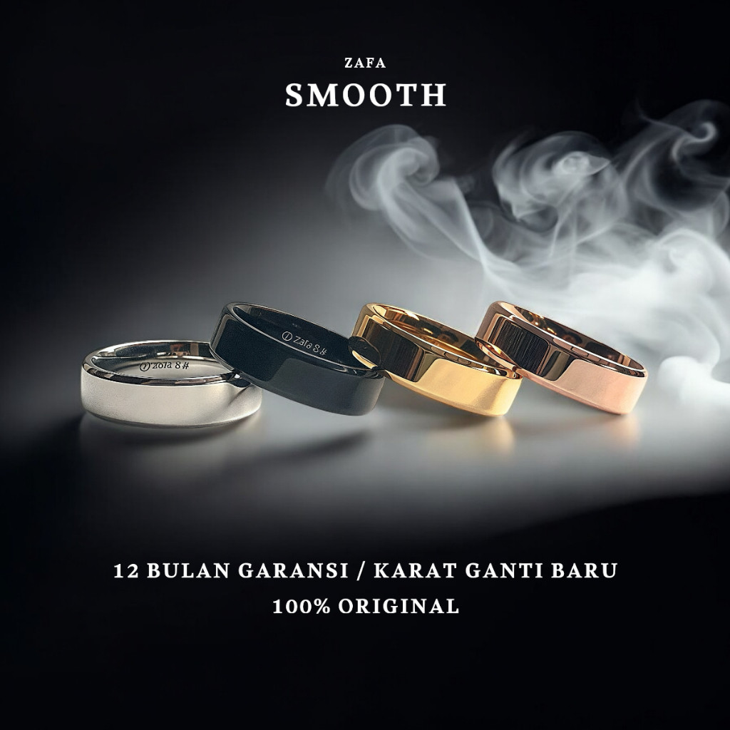 Zafa Cincin Titanium Pria Wanita 6Mm 4Mm Anti Arat Mooth