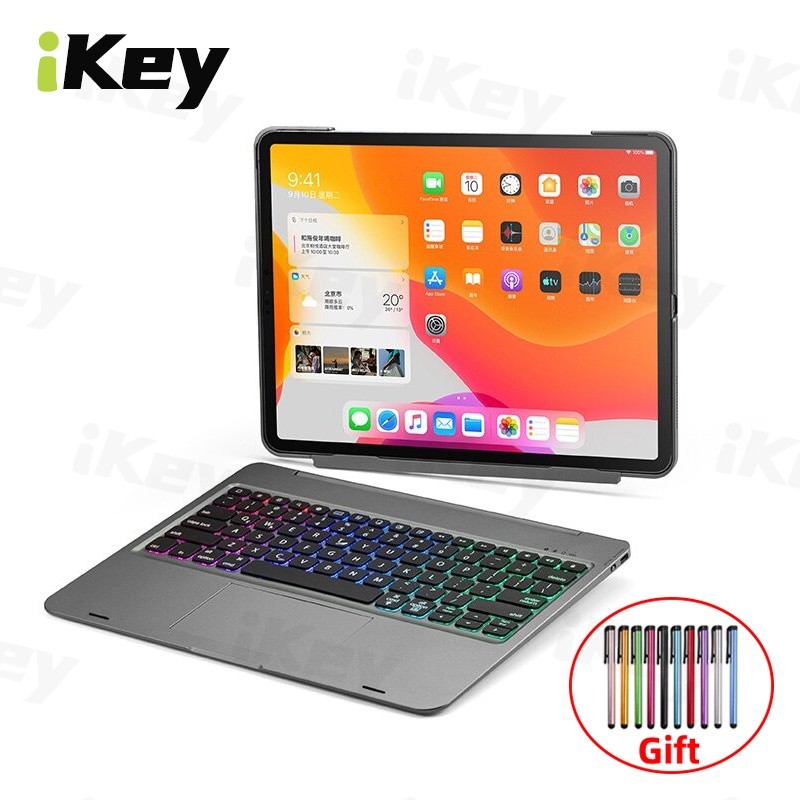 DOQO Casing Lampu Latar Lampu LED Keyboard Trackpad Bluetooth Nirkabel untuk iPad Pro 12.9 11 7th 8t