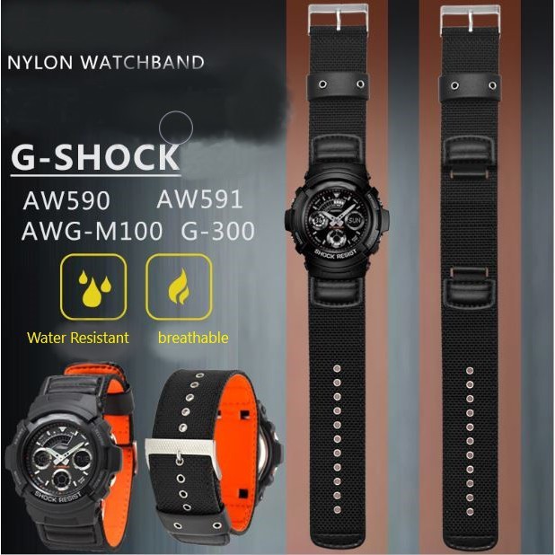 Pengganti tali nilon Casio G-shock AW-591MS AW-590 AWG-M100 101 G-300 |LEfYsO2e|